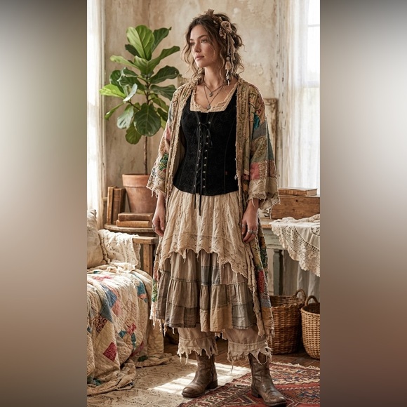 Tripp nyc Tops - Tripp NYC Vintage Corset Bustier Velvet Damask Lace-Up Goth Victorian X